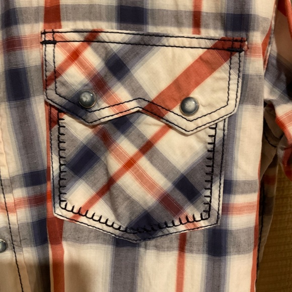 Western Long Sleeve Shirt Red White & Blue Plaid by Cody James - Picture 3 of 5